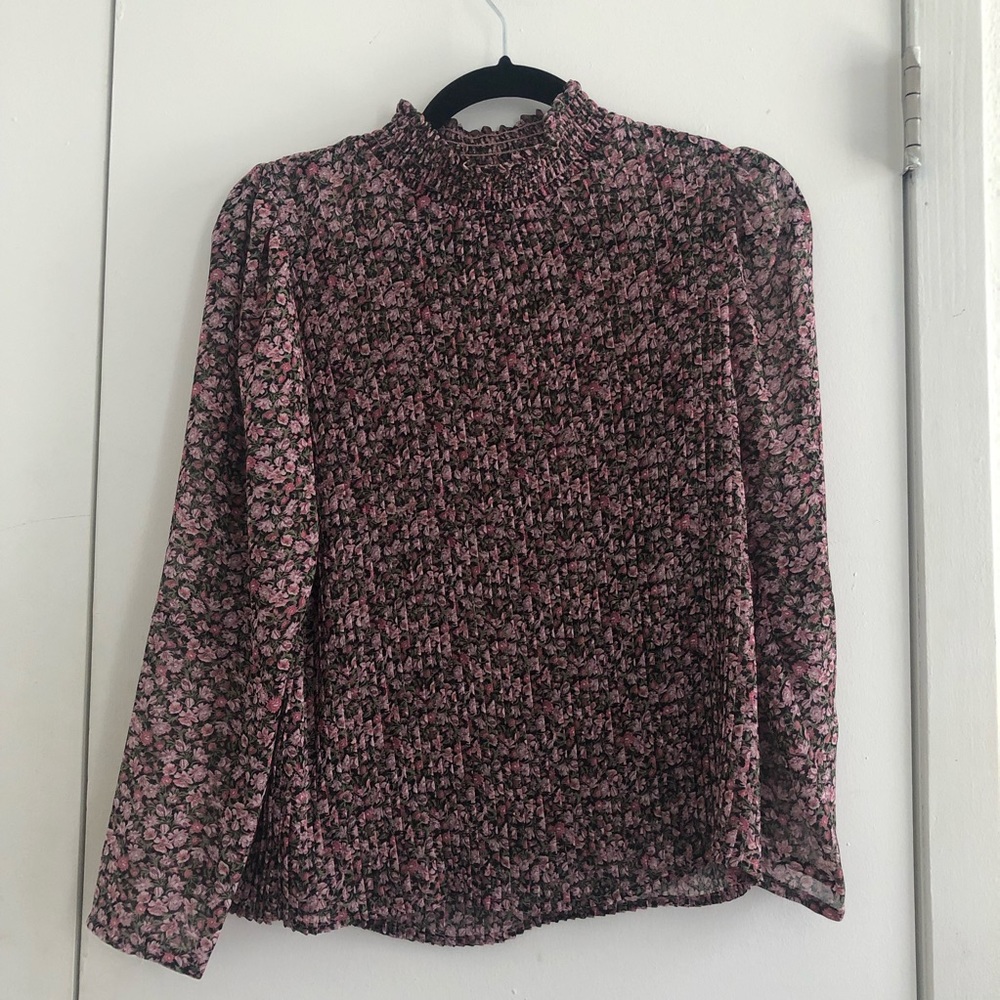 Mango Floral Pleated Top